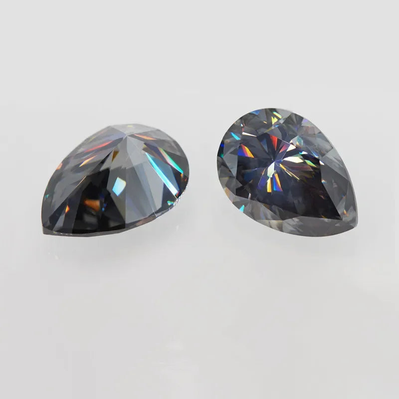 Grey Pear Cut Moissanites