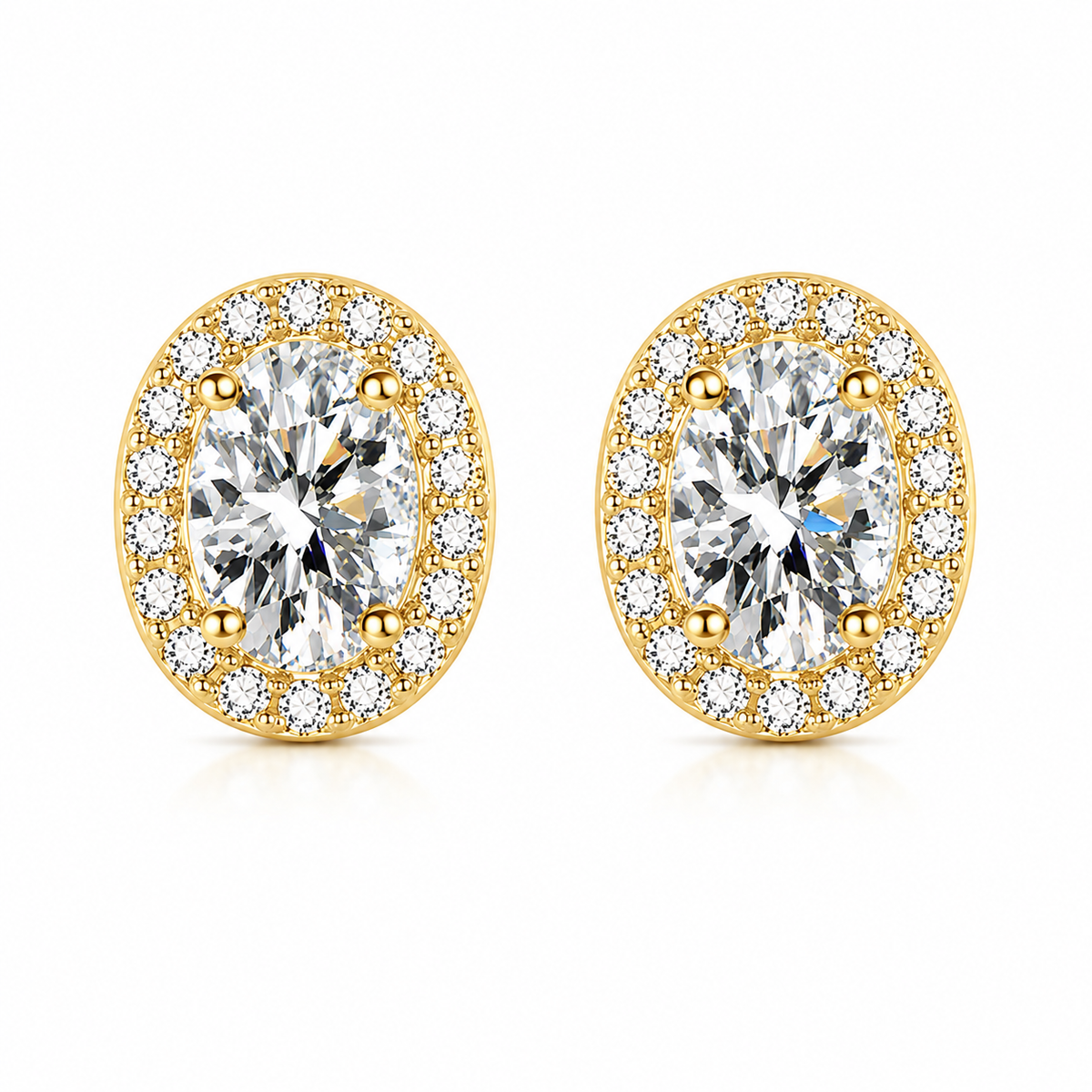 Oval Halo Moissanite Stud Earrings
