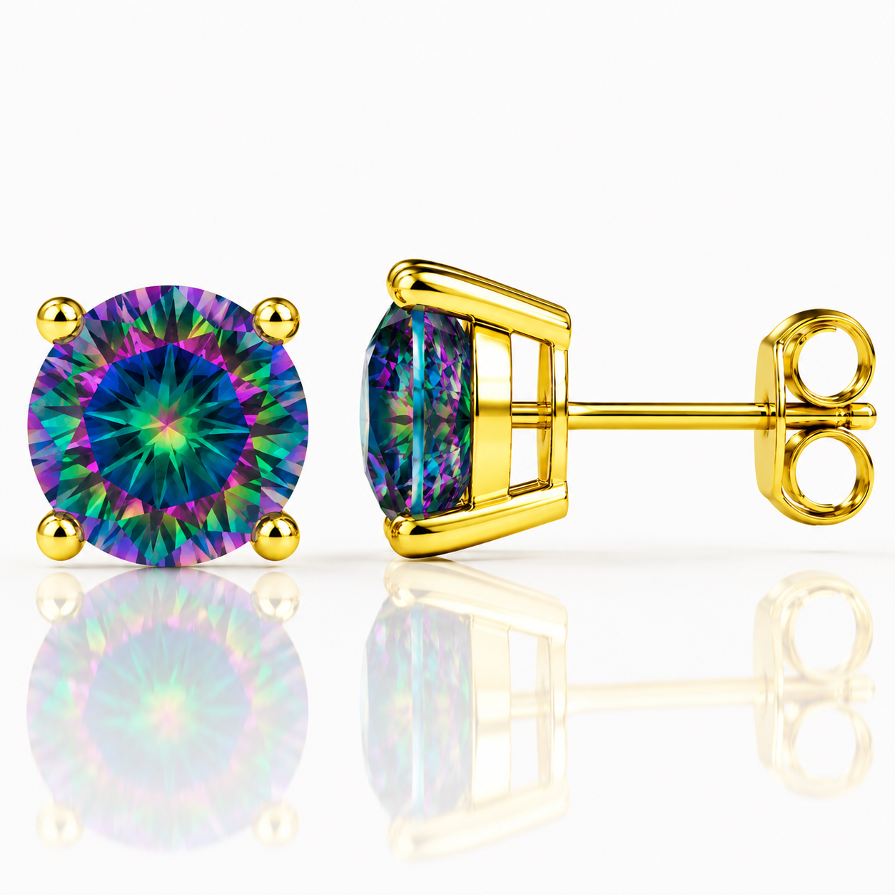 Four Prong Moissanite Solitaire Stud Earrings