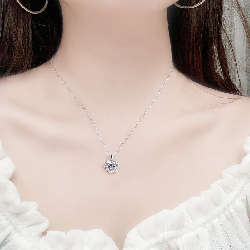 Shimmering Moissanite Heart Pendant Necklace