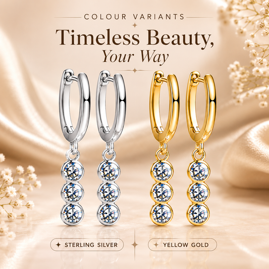 Triple Drop Moissanite Hoop Earrings