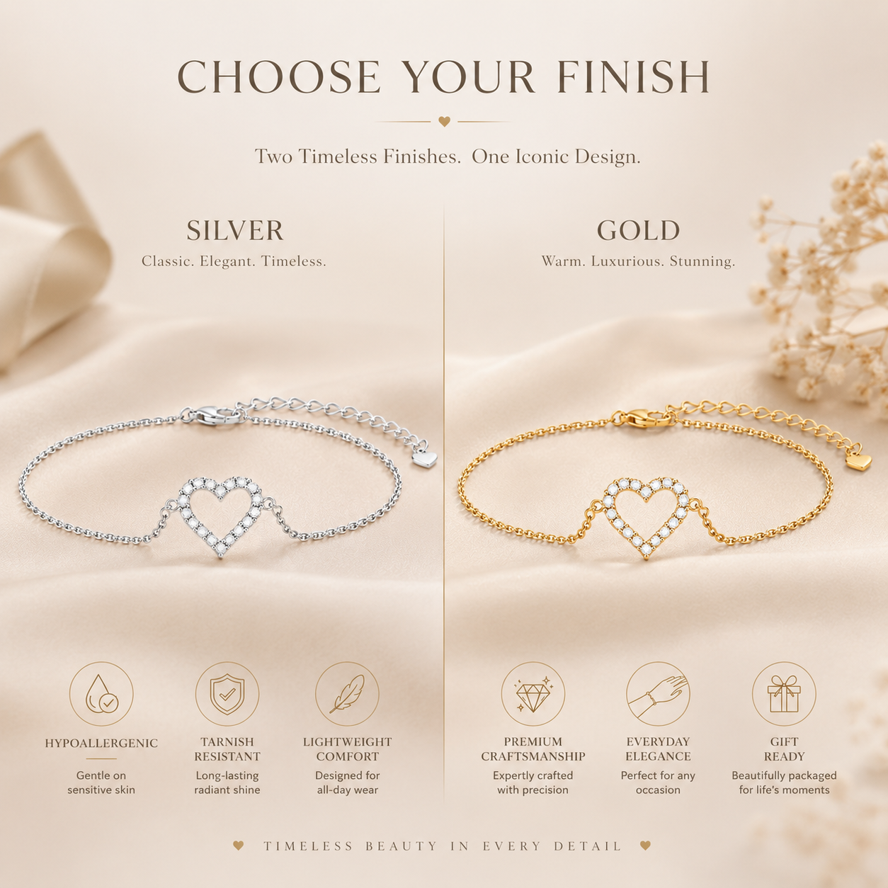 Open Heart Moissanite Bracelet
