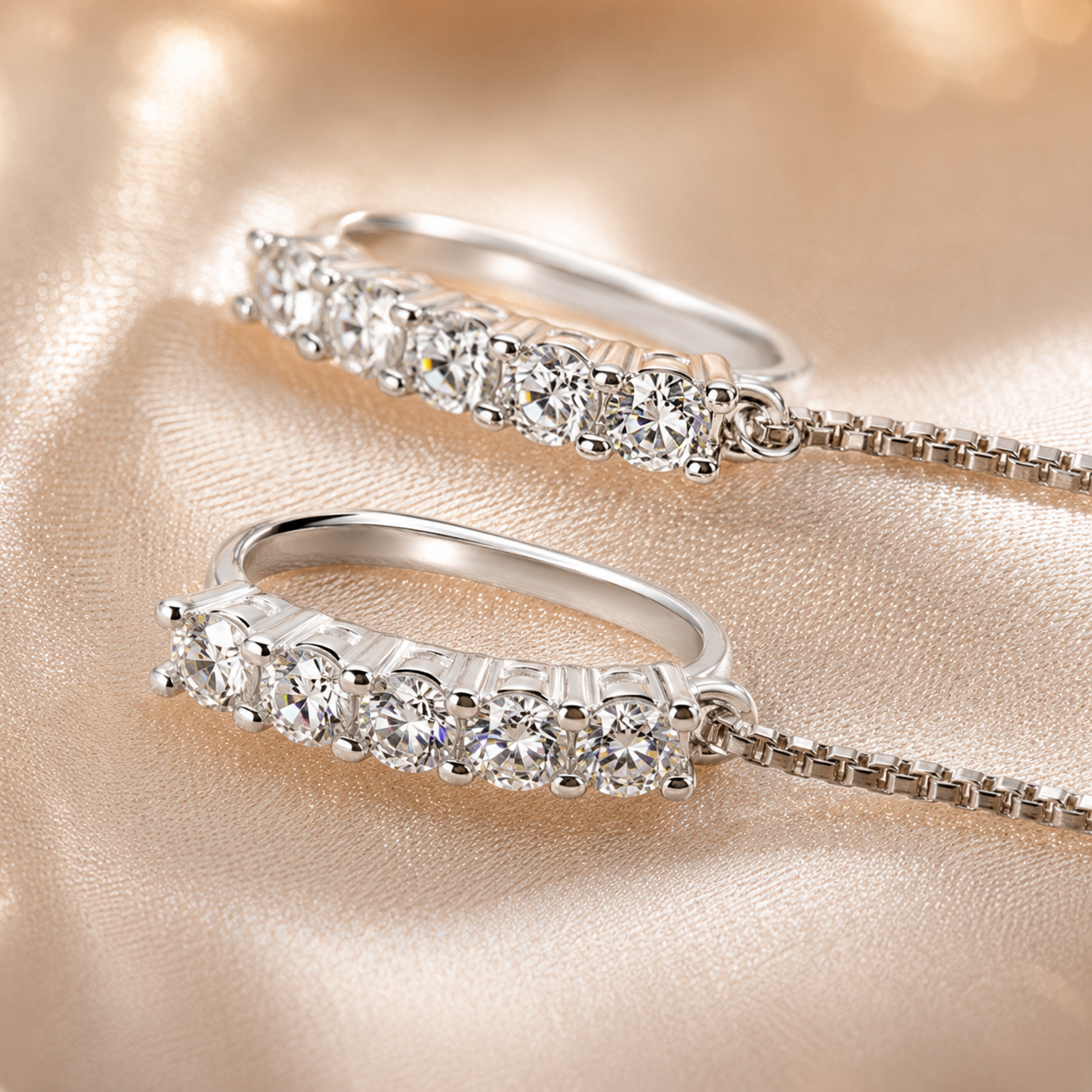Moissanite Threader Chain Earrings