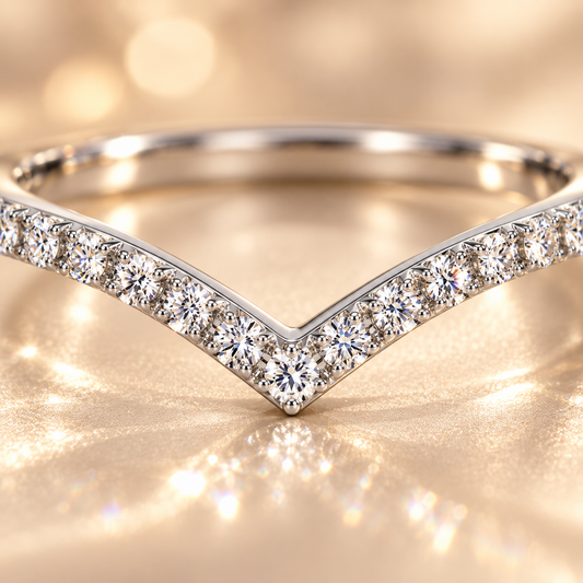 Moissanite Pavé Chevron Wedding Band