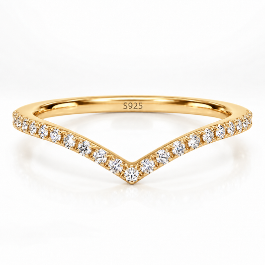 Moissanite Pavé Chevron Wedding Band