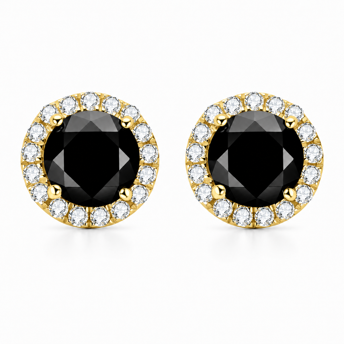 Black Halo Moissanite Stud Earrings