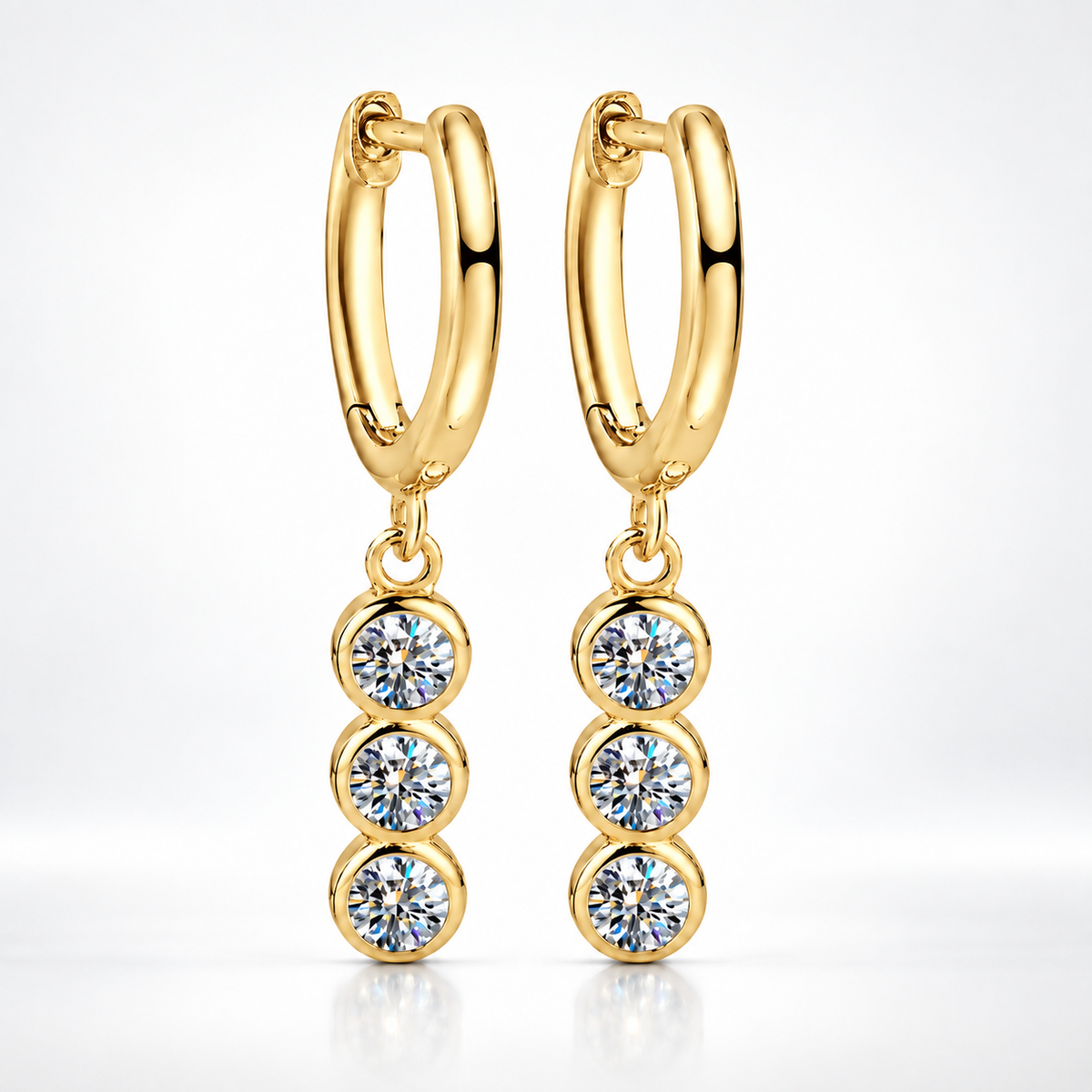 Triple Drop Moissanite Hoop Earrings