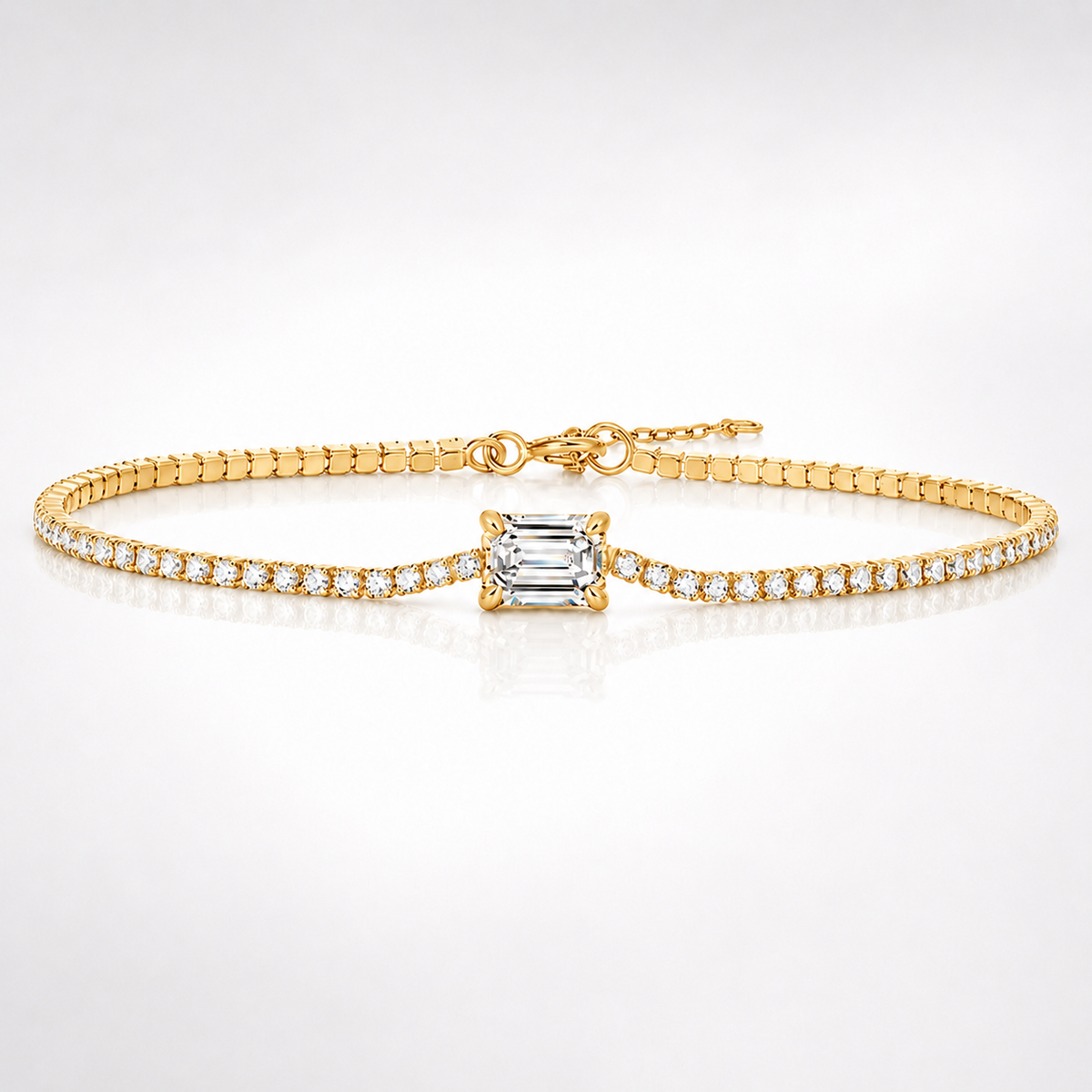 Emerald Cut Moissanite Tennis Bracelet