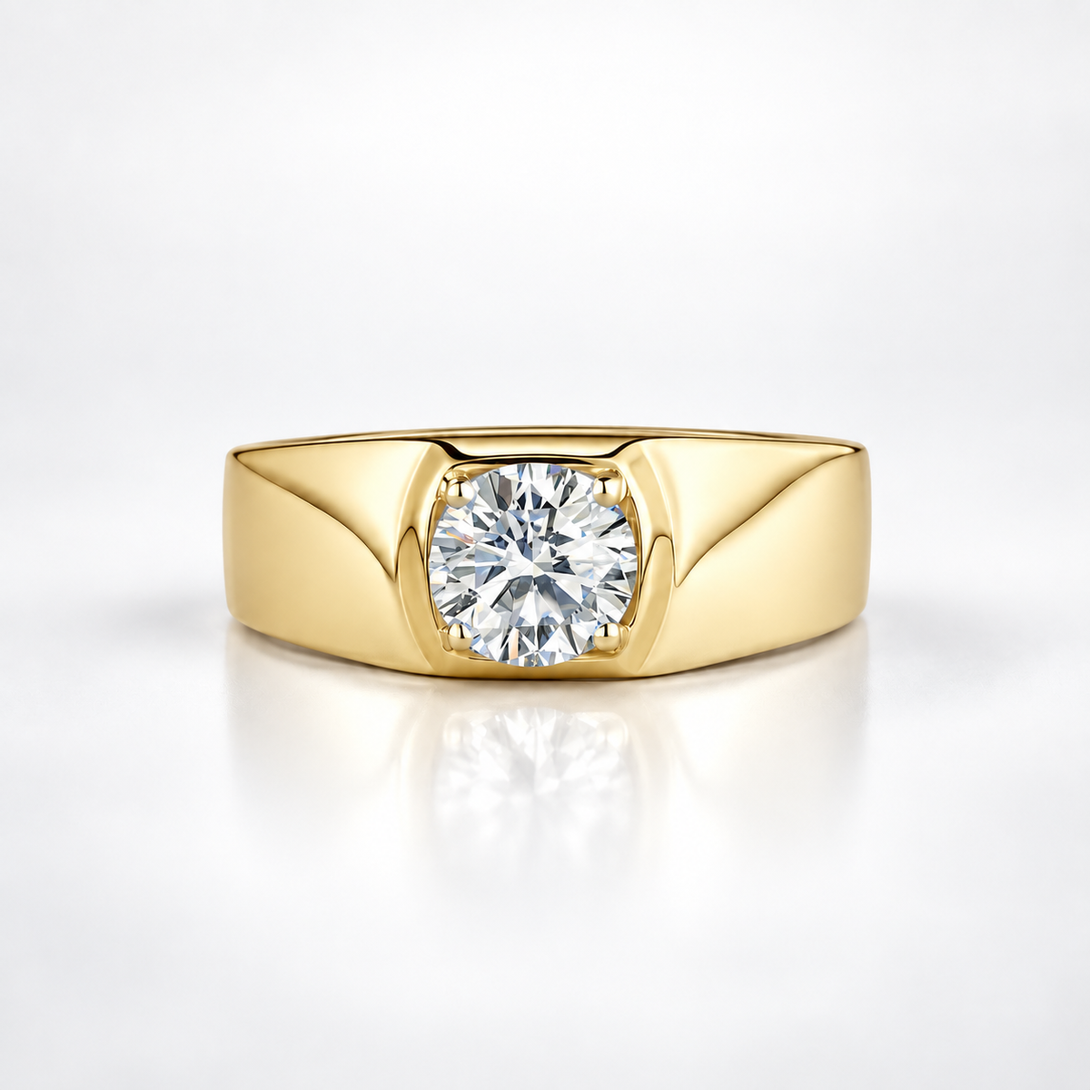 1ct Men's Round Brilliant Moissanite Adjustable Wedding Band