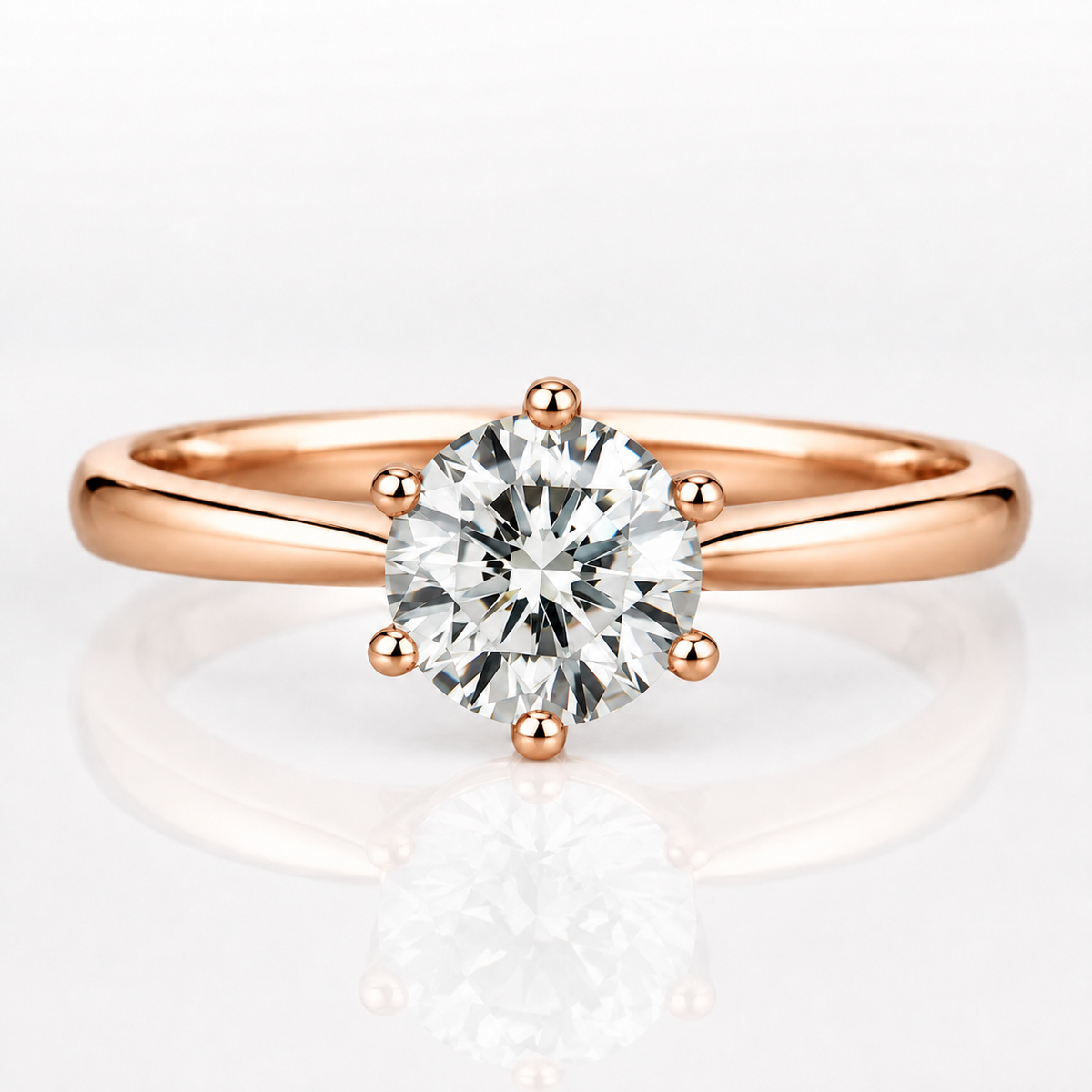 Classic 6 Prong Tiffany Style Solitaire Moissanite Engagement Ring