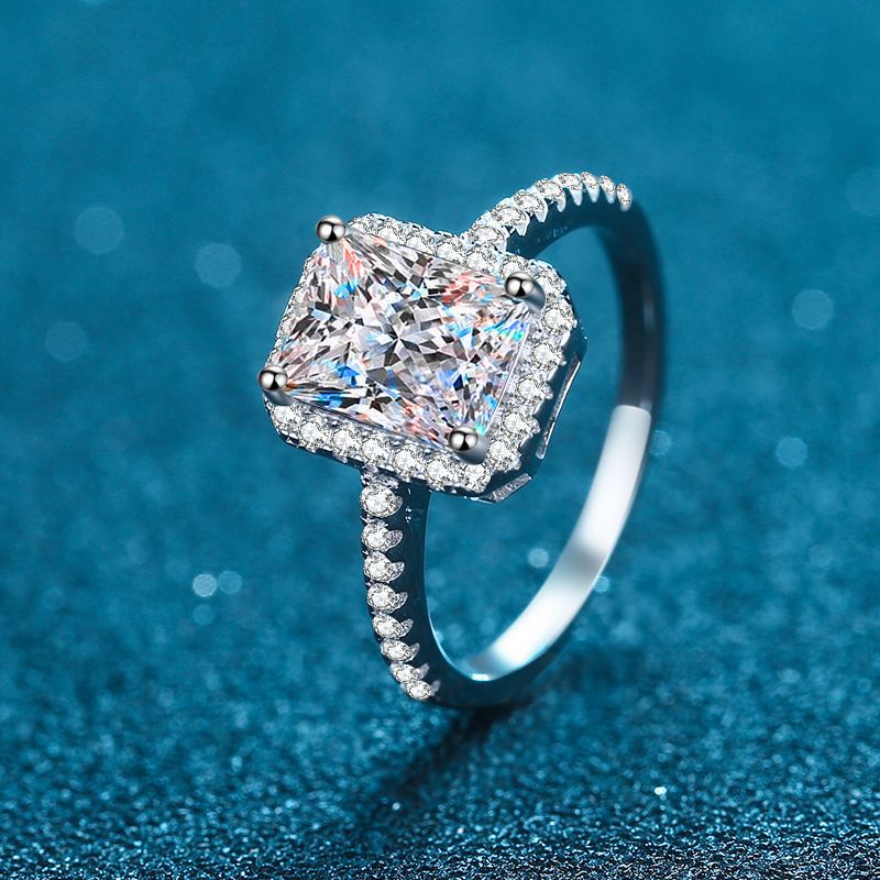 Dazzling Delights Radiant Cut Moissanite Halo Ring