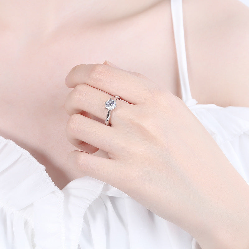 Dazzling Delights 6 Prong Solitaire Moissanite Engagement Ring