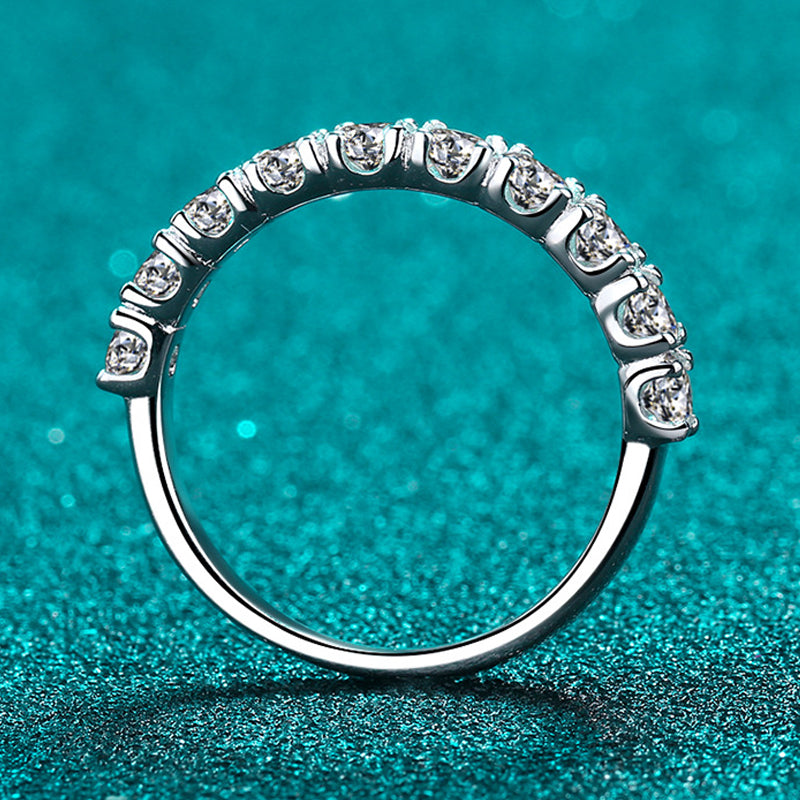 Dazzling Delights 3mm Round Brilliant Cut Moissanite Half Eternity Ring Wedding Band
