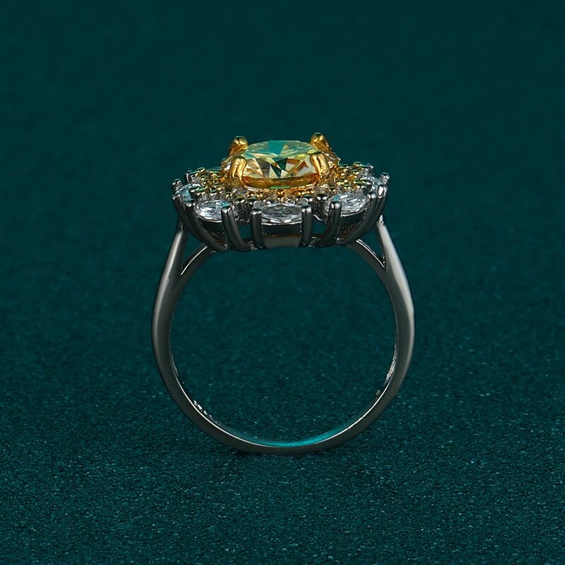 Dazzling Delights 2ct Yellow Round Brilliant Cut Moissanite Marquise Halo Ring