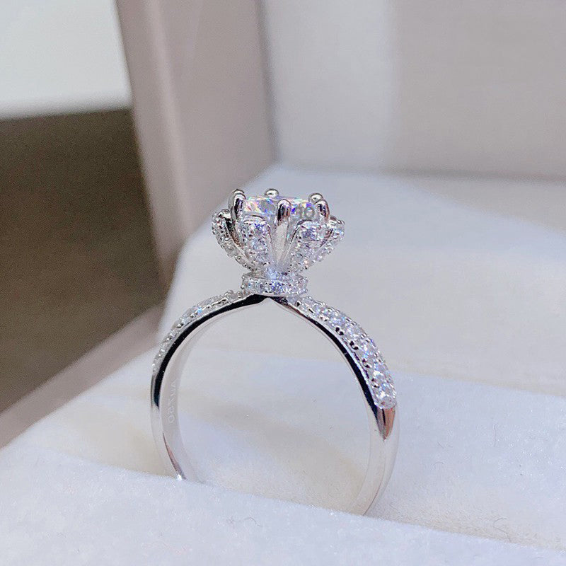 Dazzling Delights Ornate Round Brilliant Cut Moissanite Engagement Ring