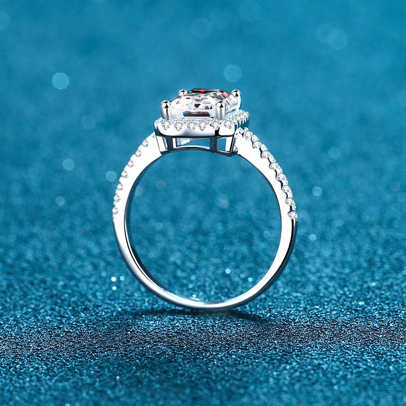 Dazzling Delights Radiant Cut Moissanite Halo Ring