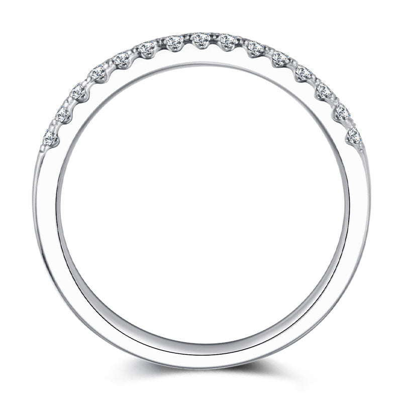 Dazzling Delights 1.5mm Round Brilliant Cut Moissanite Half Eternity Ring Wedding Band