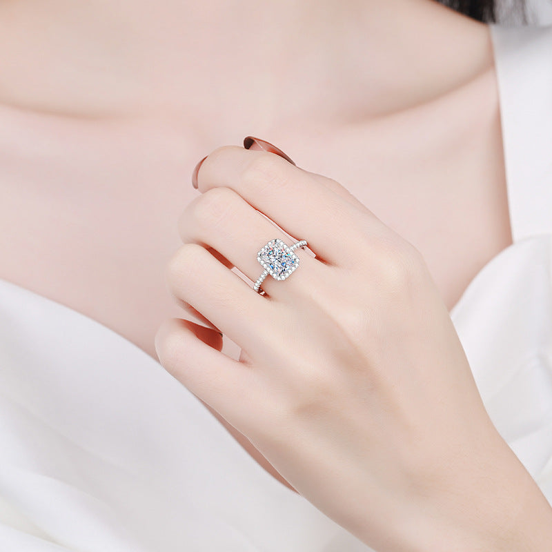 Dazzling Delights Radiant Cut Moissanite Halo Ring