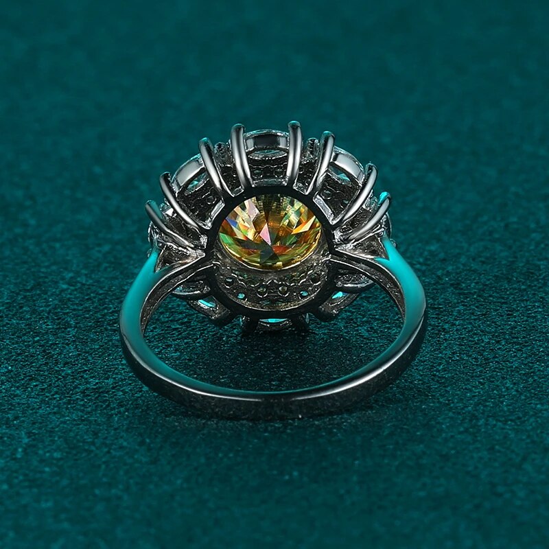 Dazzling Delights 2ct Yellow Round Brilliant Cut Moissanite Marquise Halo Ring