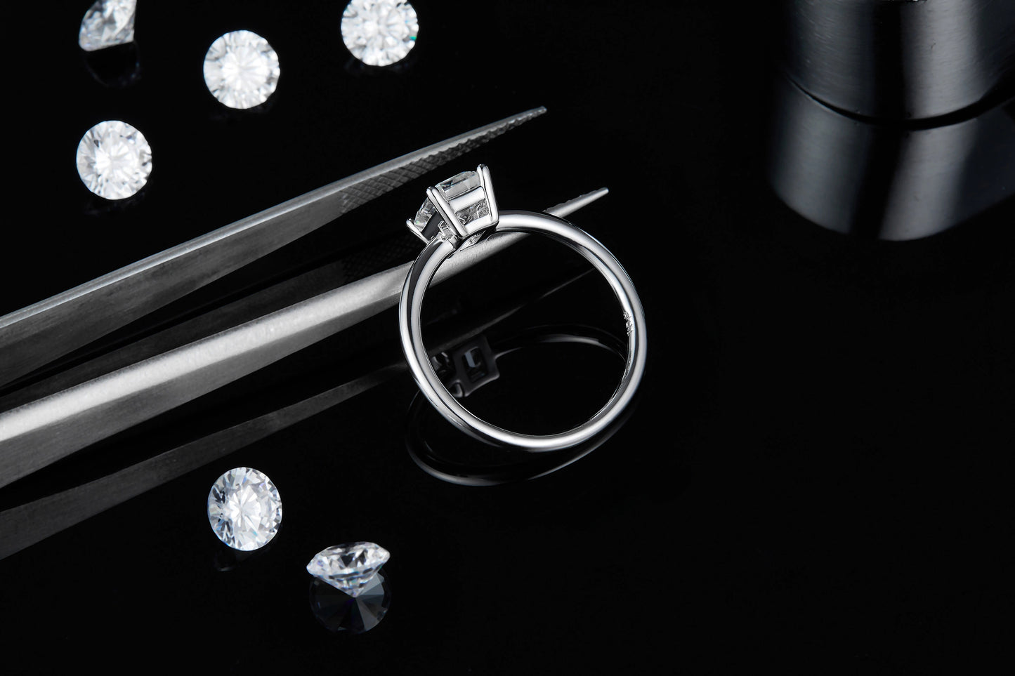 Dazzling Delights Emerald Cut Solitaire Moissanite Engagement Ring