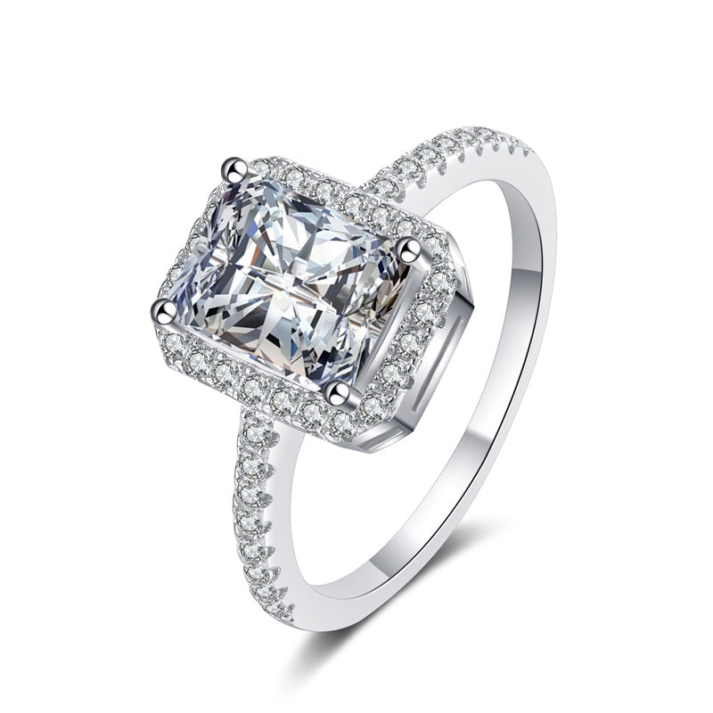Dazzling Delights Radiant Cut Moissanite Halo Ring