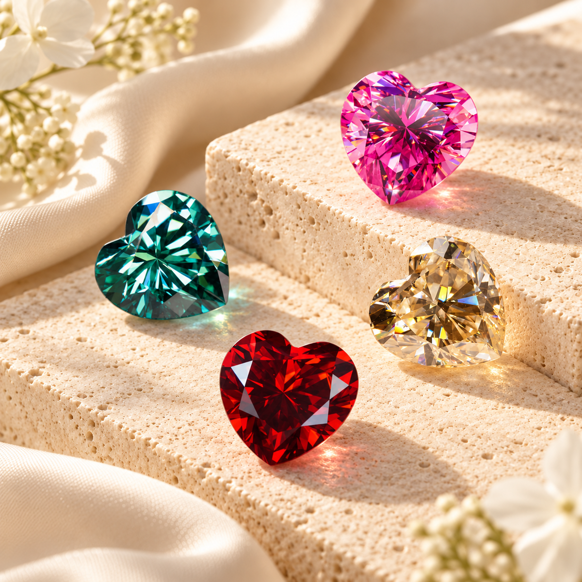 Heart Cut Colour Moissanites