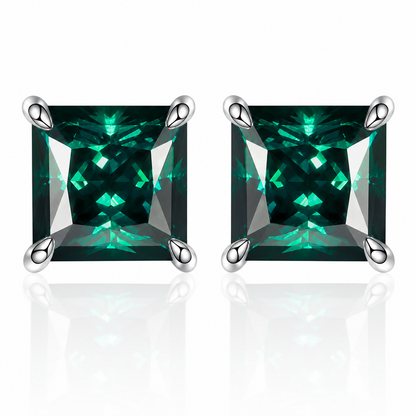 Princess Cut Coloured Moissanite Stud Earrings