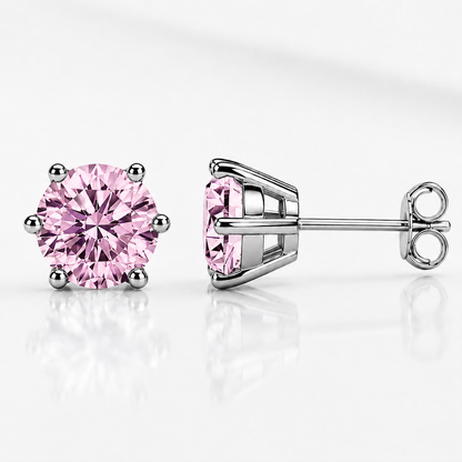 Round Brilliant Moissanite Stud Earrings – Classic Solitaire Earrings