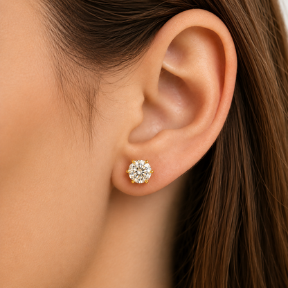 Round Brilliant Moissanite Stud Earrings – Classic Solitaire Earrings