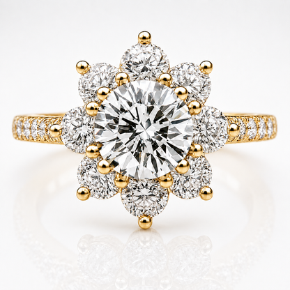 Sunflower Moissanite Engagement Ring
