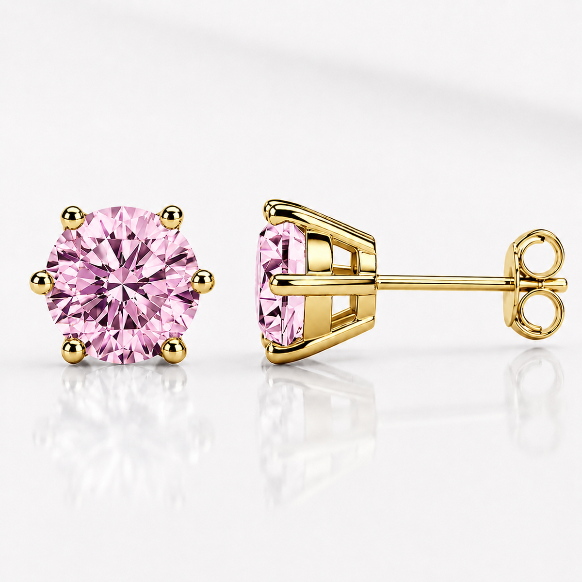 Round Brilliant Moissanite Stud Earrings – Classic Solitaire Earrings