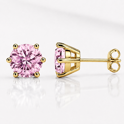 Round Brilliant Moissanite Stud Earrings – Classic Solitaire Earrings
