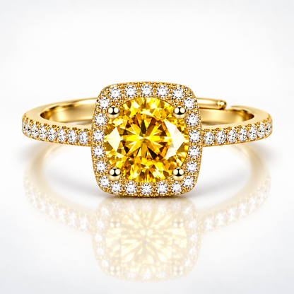 1ct Round Brilliant Moissanite Square Halo Adjustable Ring