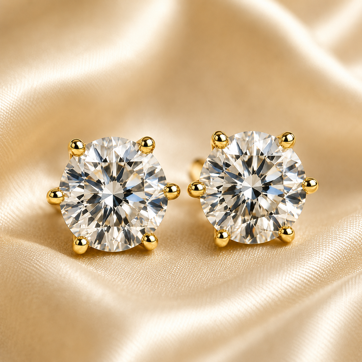 Round Brilliant Moissanite Stud Earrings – Classic Solitaire Earrings