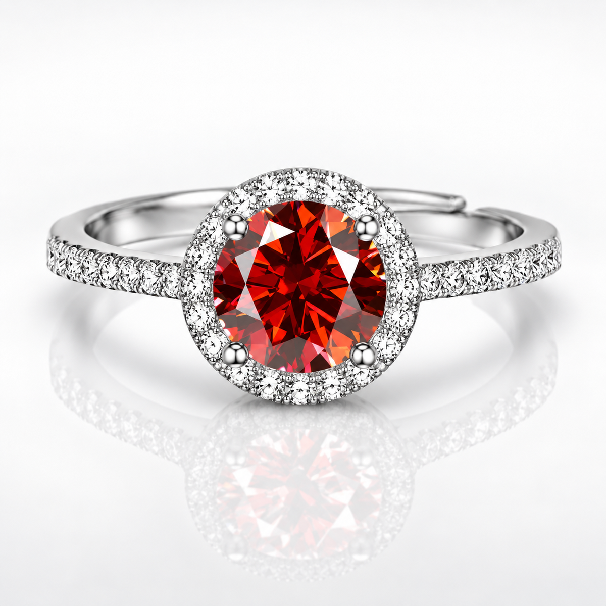 1ct Adjustable Coloured Moissanite Halo Engagement Ring