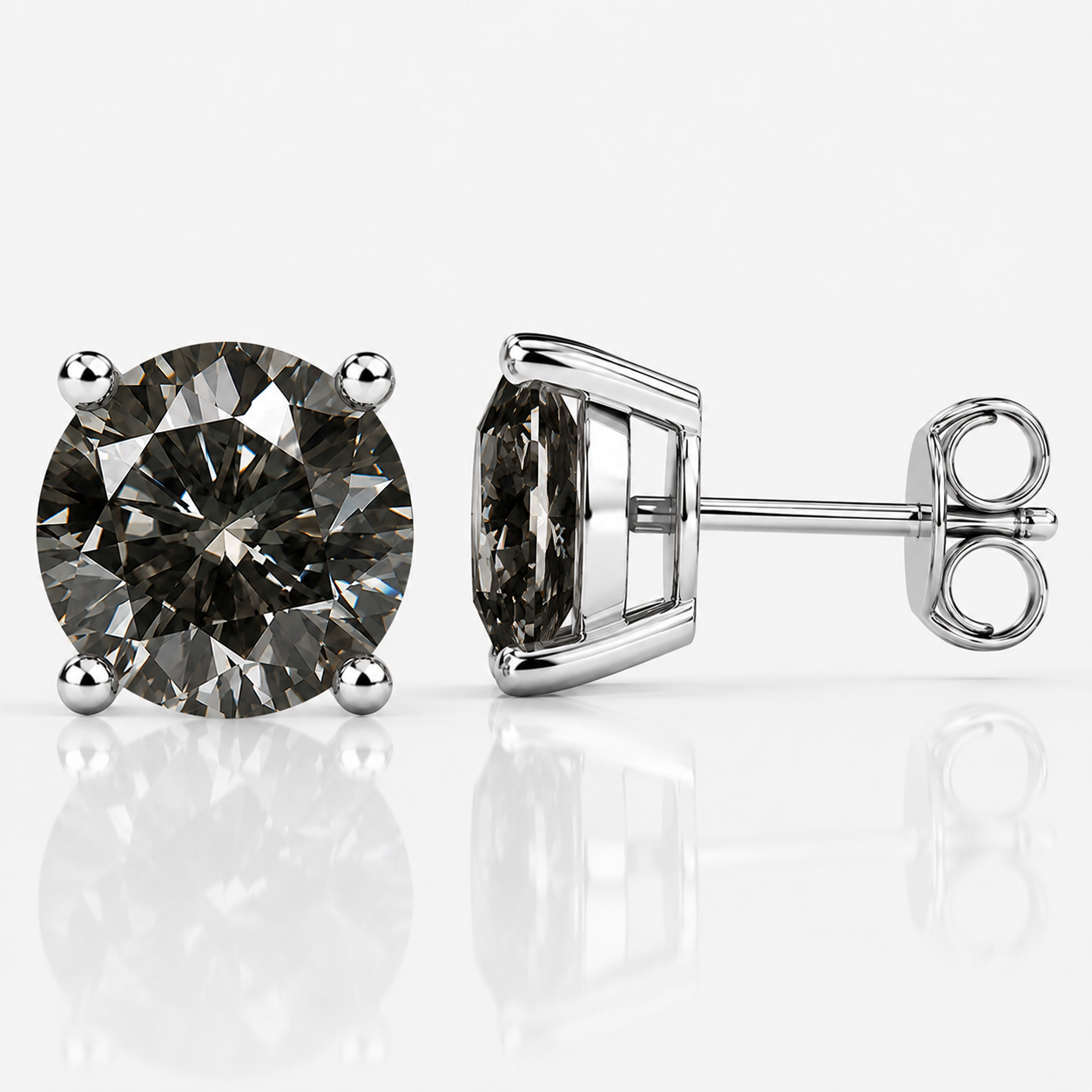 Four Prong Moissanite Solitaire Stud Earrings