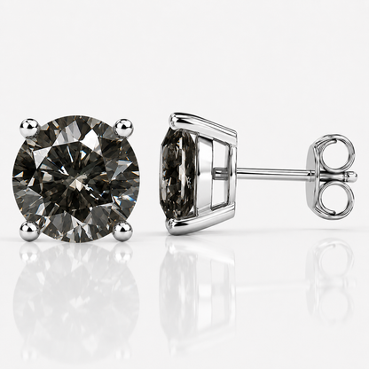 Four Prong Moissanite Solitaire Stud Earrings