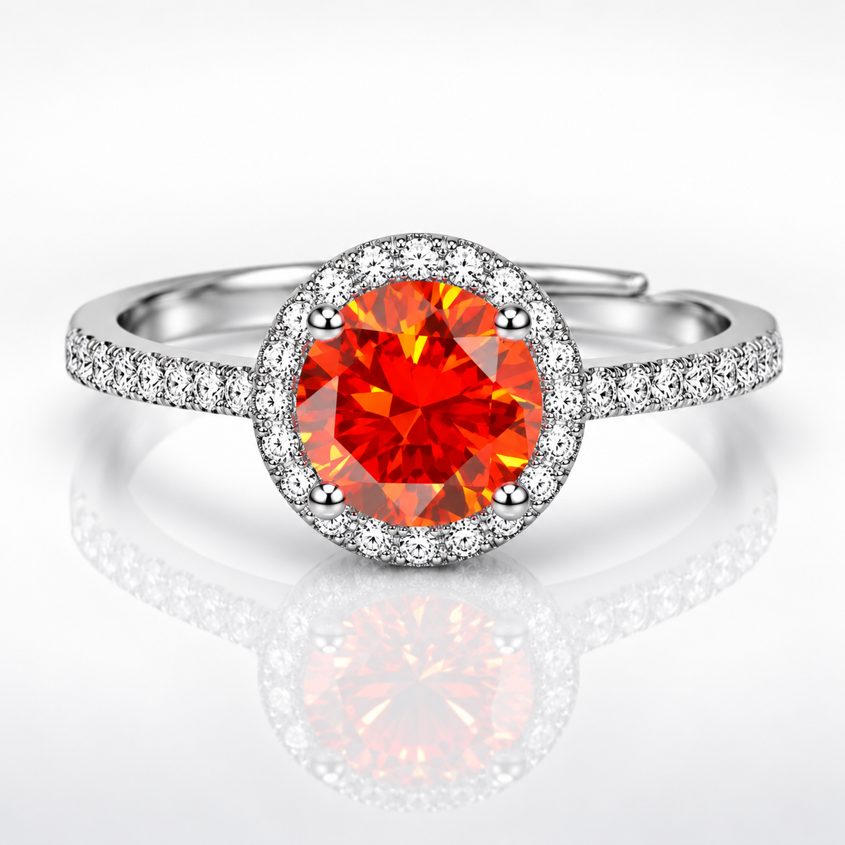 1ct Adjustable Coloured Moissanite Halo Engagement Ring