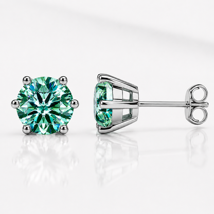 Round Brilliant Moissanite Stud Earrings – Classic Solitaire Earrings