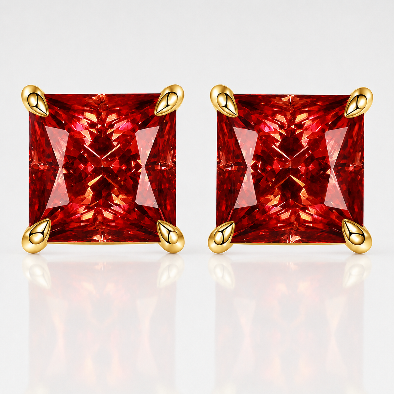 Princess Cut Coloured Moissanite Stud Earrings