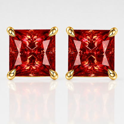 Princess Cut Coloured Moissanite Stud Earrings