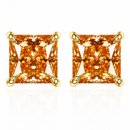 Princess Cut Coloured Moissanite Stud Earrings