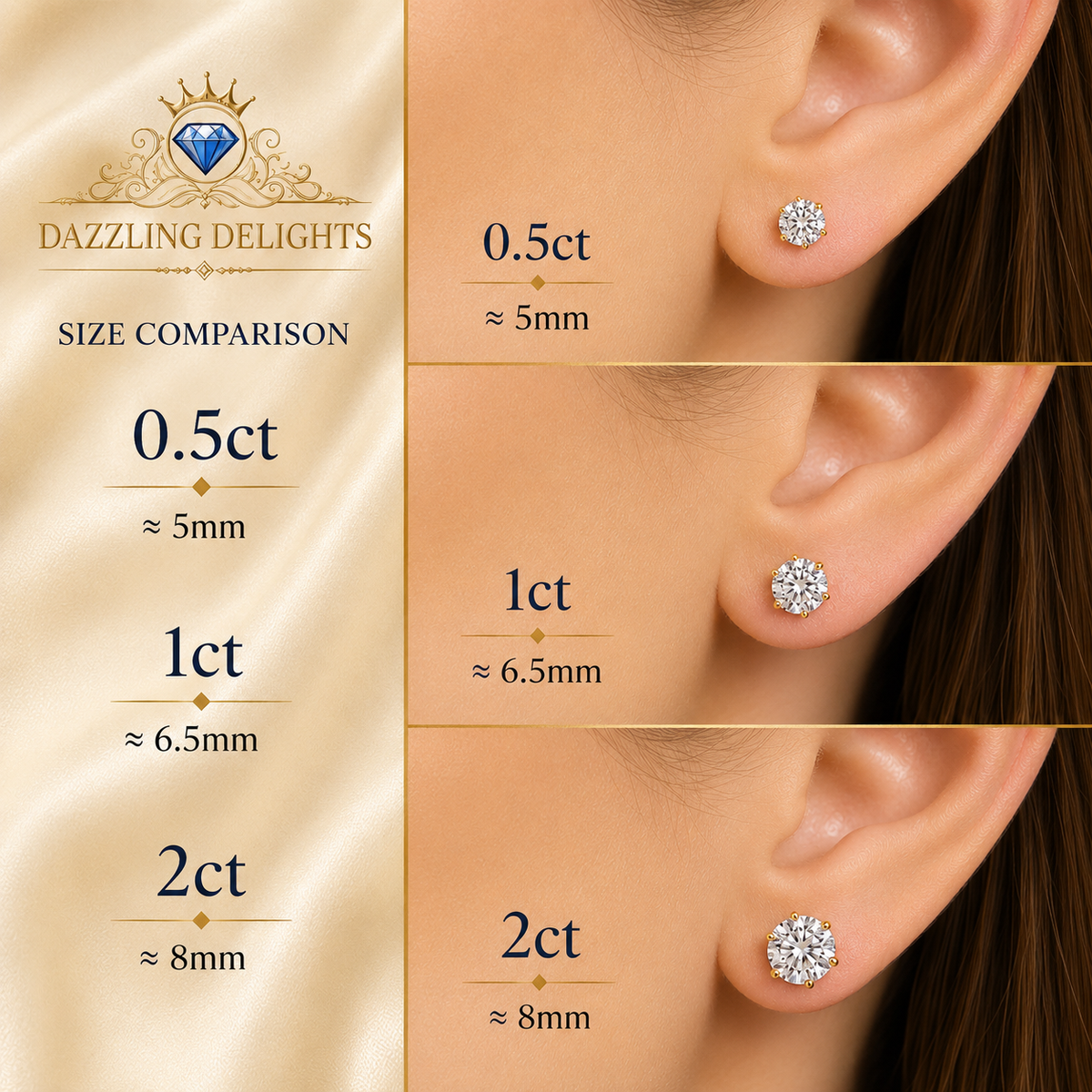 Round Brilliant Moissanite Stud Earrings – Classic Solitaire Earrings