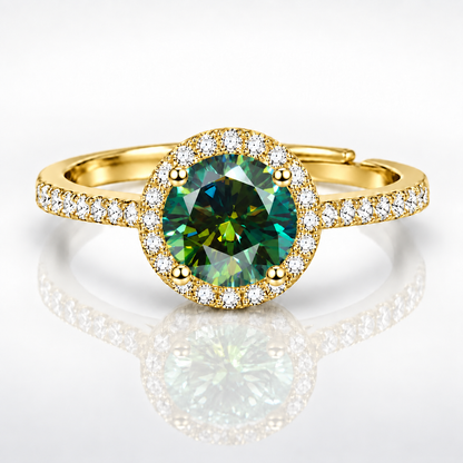 1ct Adjustable Coloured Moissanite Halo Engagement Ring