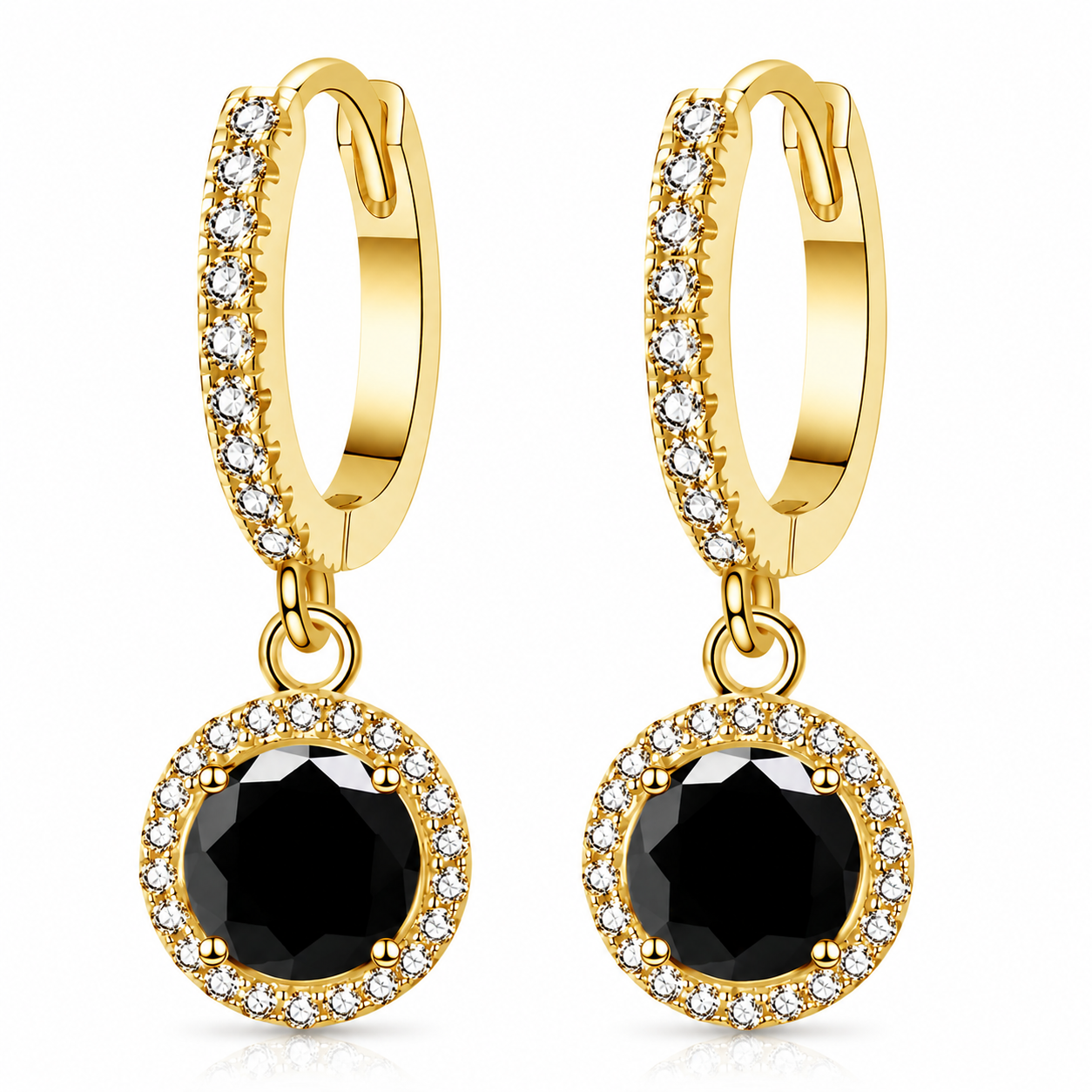 Halo Moissanite Hoop Drop Earrings
