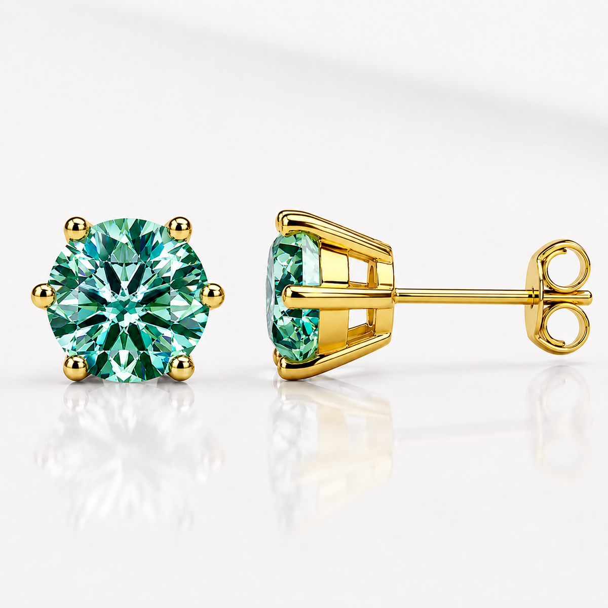 Round Brilliant Moissanite Stud Earrings – Classic Solitaire Earrings