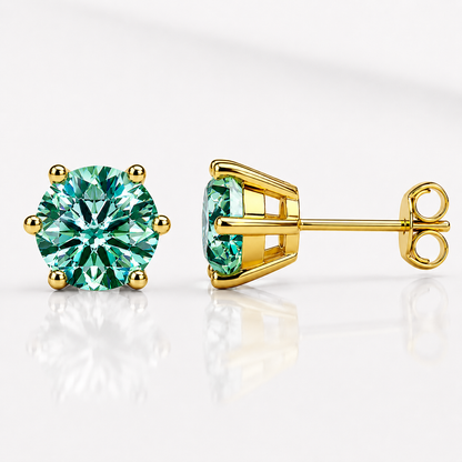 Round Brilliant Moissanite Stud Earrings – Classic Solitaire Earrings