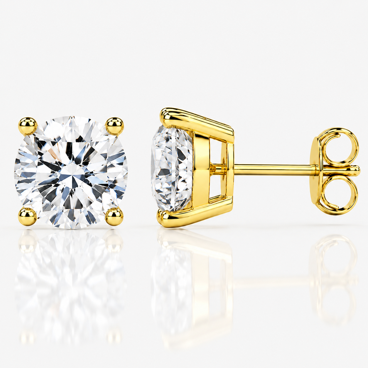 Four Prong Moissanite Solitaire Stud Earrings