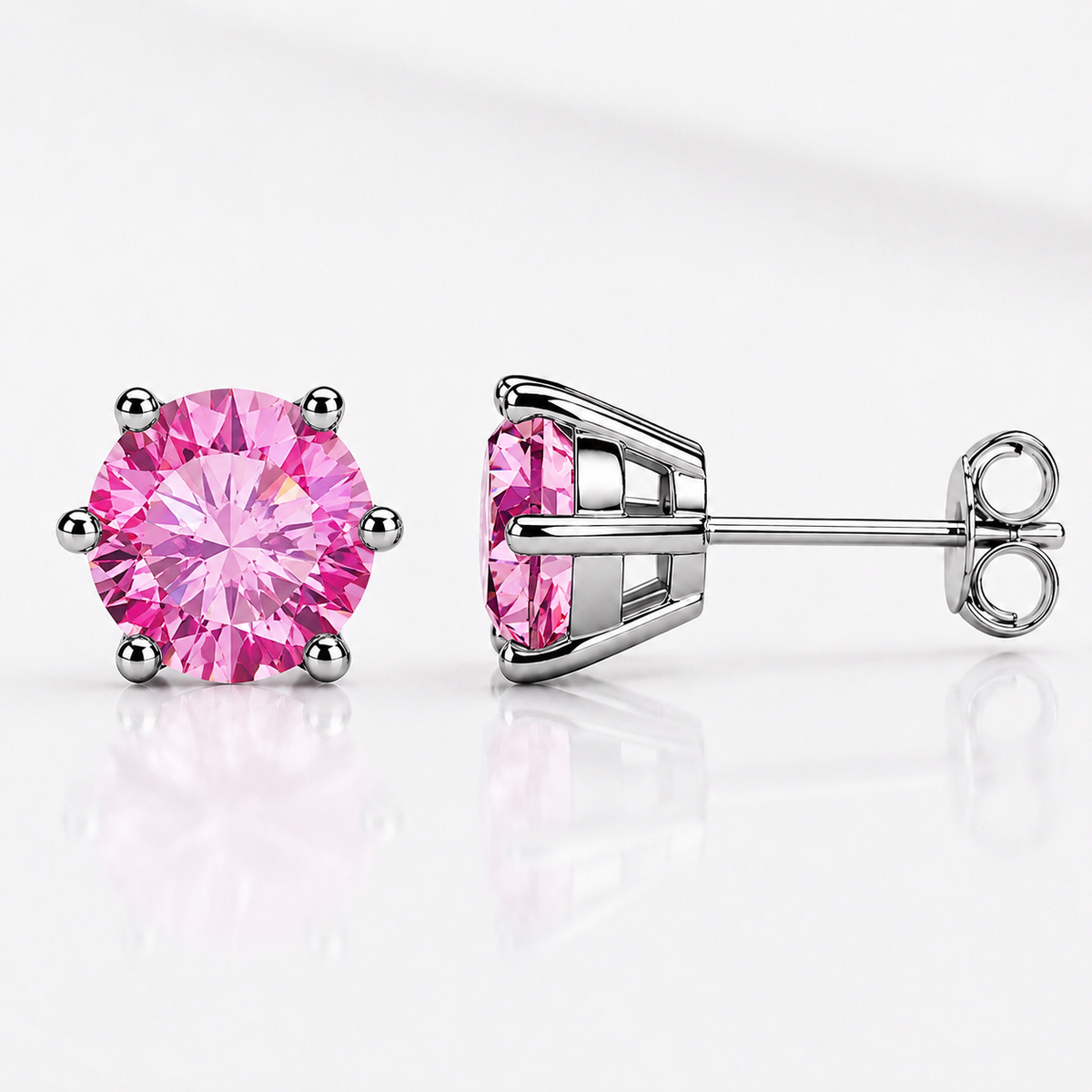 Round Brilliant Moissanite Stud Earrings – Classic Solitaire Earrings