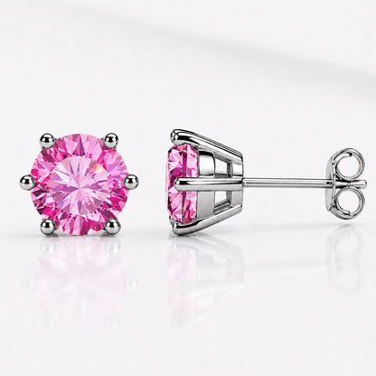 Round Brilliant Moissanite Stud Earrings – Classic Solitaire Earrings